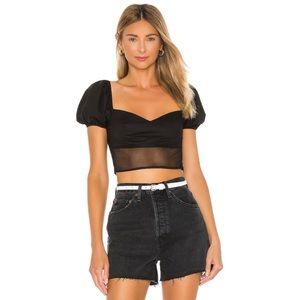 Superdown Black Mesh Top